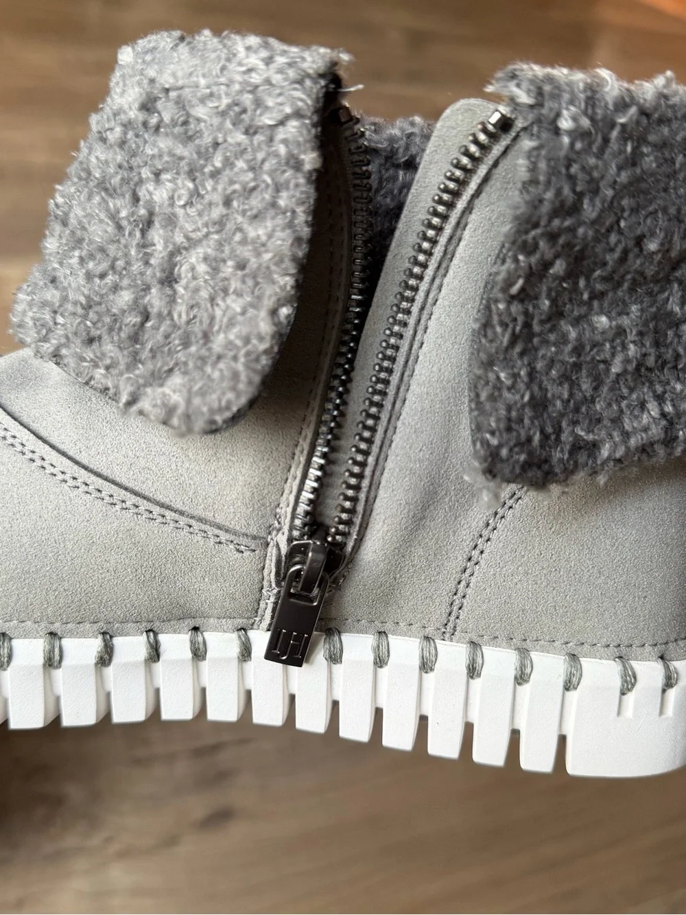Ilse Jacobsen Women’s Warm Lined Ankle Boots - Gray Faux Fur, Sz 40 9.5/10